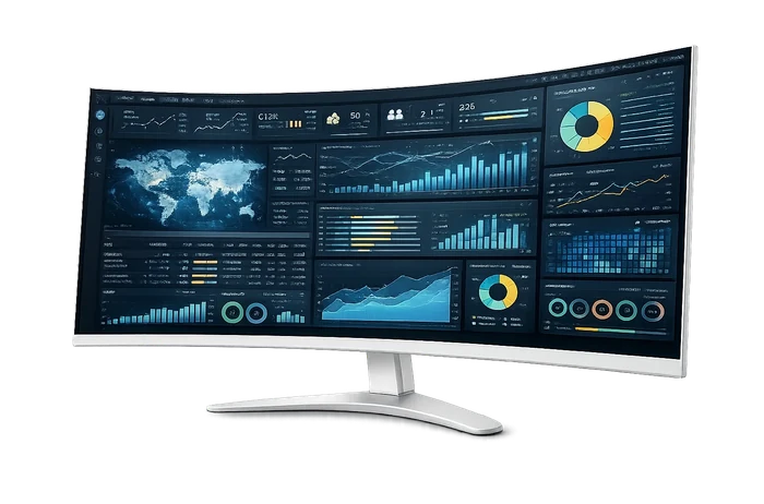 Tableau de bord CRM Tanaworker affich&eacute; sur &eacute;cran